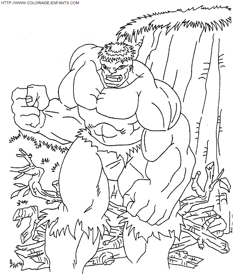 coloriage Superheros Hulk