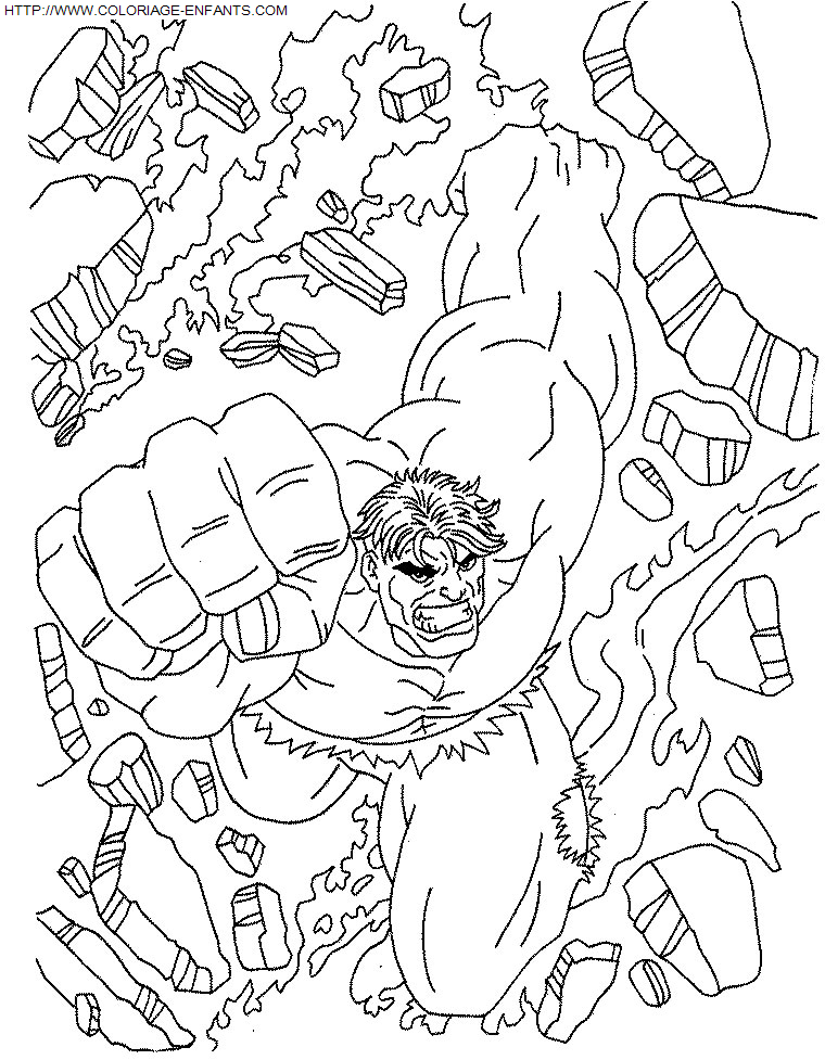 coloriage Superheros Hulk