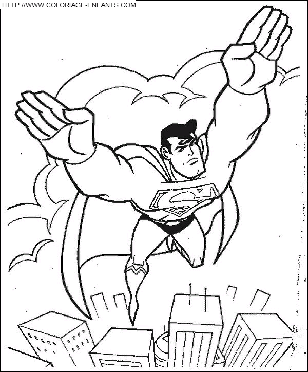 coloriage superman partant de la ville