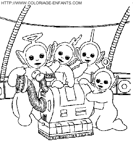 coloriage teletubbies adorent leur machine