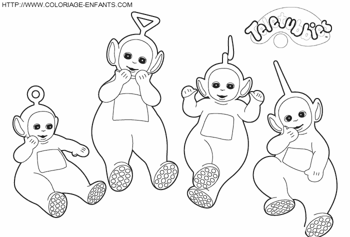 Coloriage teletubbies assis par terre à imprimer et à colorier