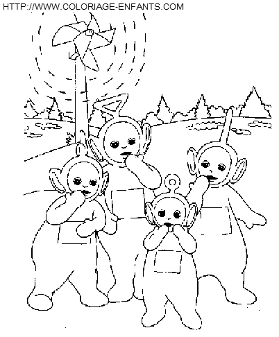 coloriage teletubbies attention au vent