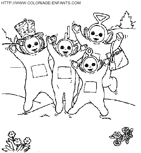 coloriage teletubbies au revoir