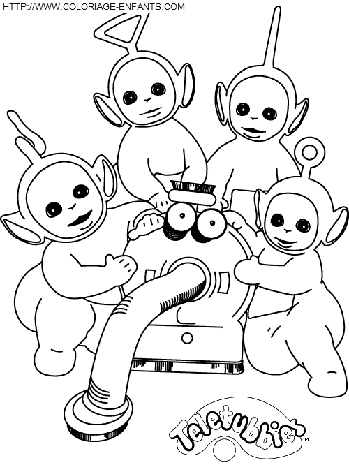 coloriage teletubbies avec leur machine