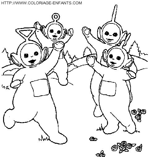 coloriage teletubbies bonjour les enfants