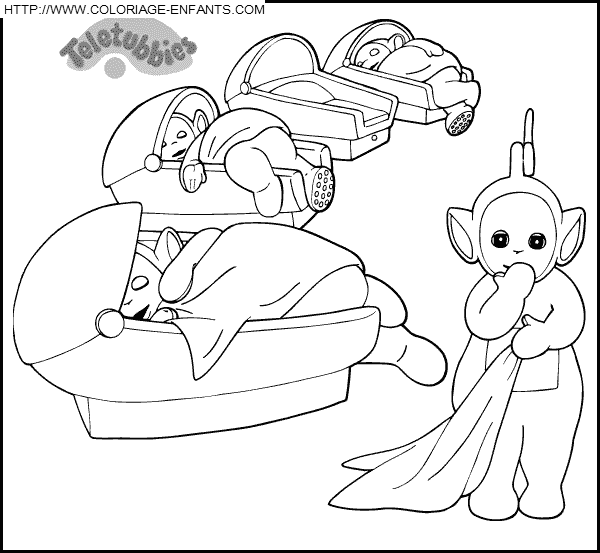 coloriage teletubbies bonne nuit