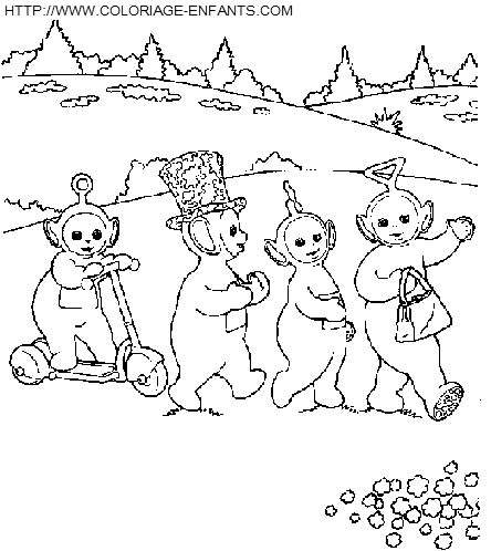 coloriage teletubbies en marche