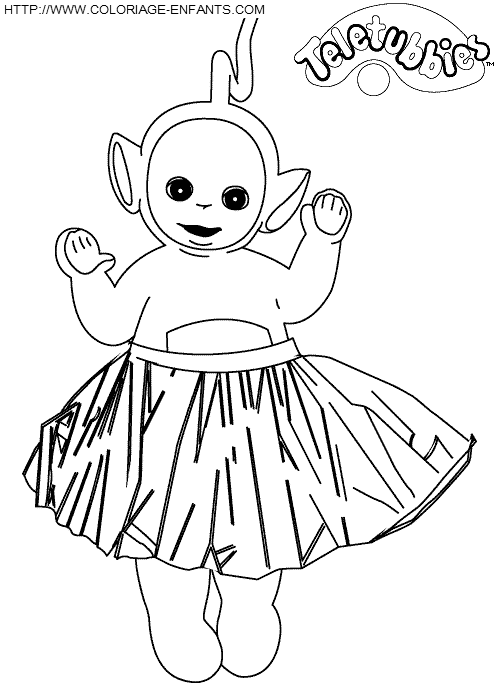 coloriage teletubbies lala porte une jupe