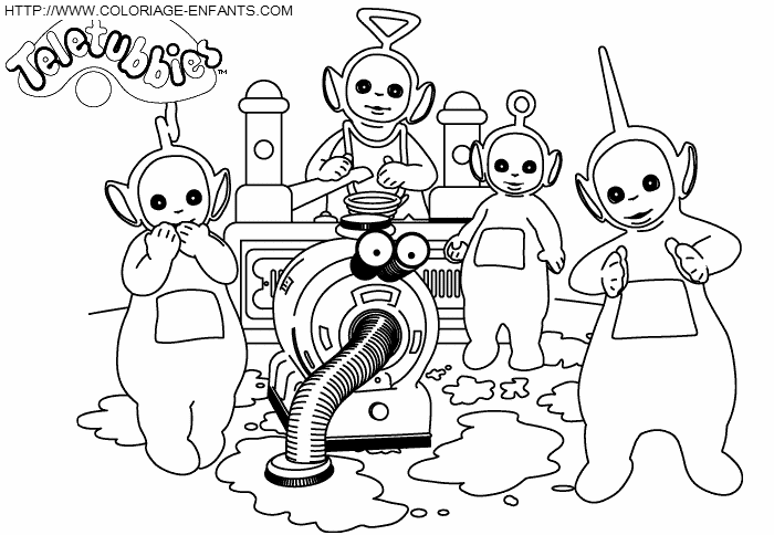 coloriage teletubbies lavent le sol