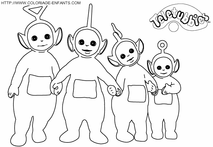 coloriage teletubbies se donnent la main