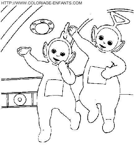 coloriage teletubbies tinky winky et lala dansent