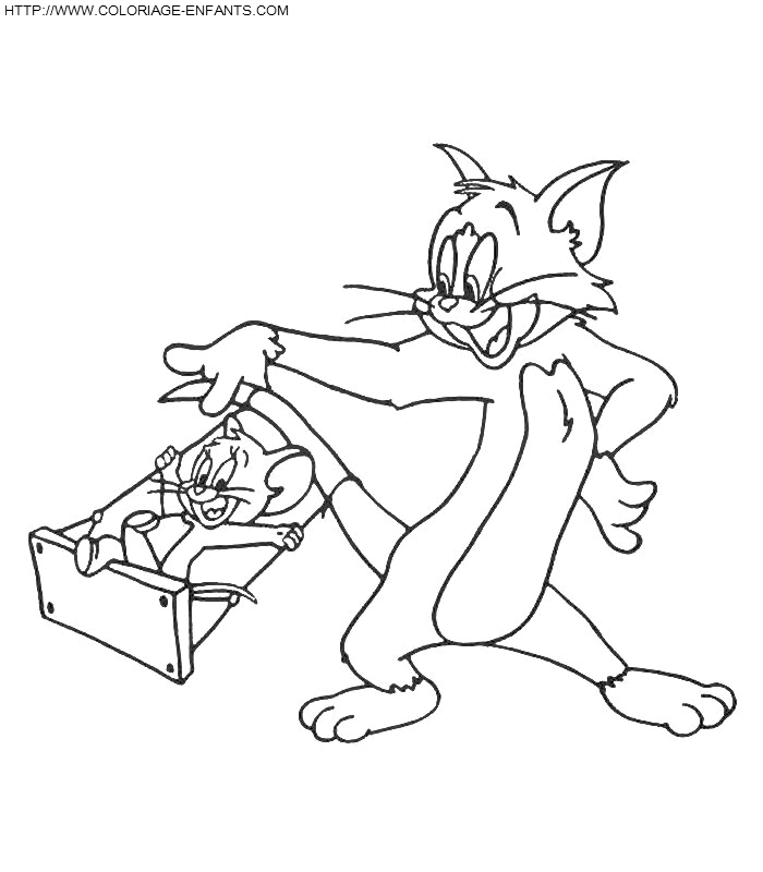 coloriage tom et jerry font de la balancoire