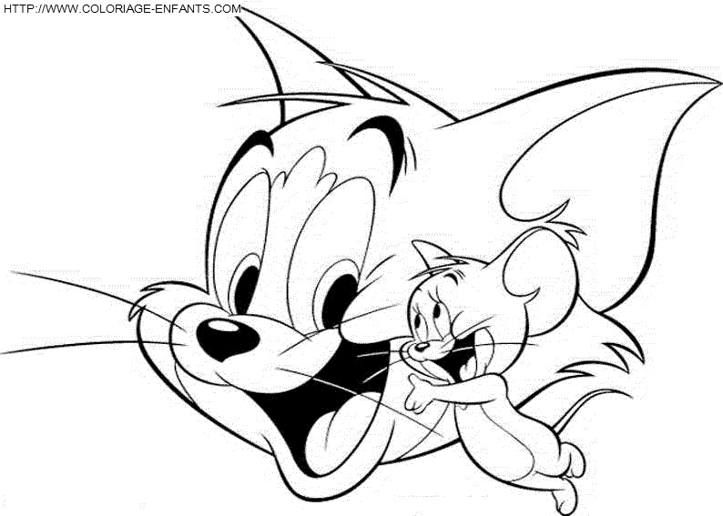 coloriage tom et jerry heureux