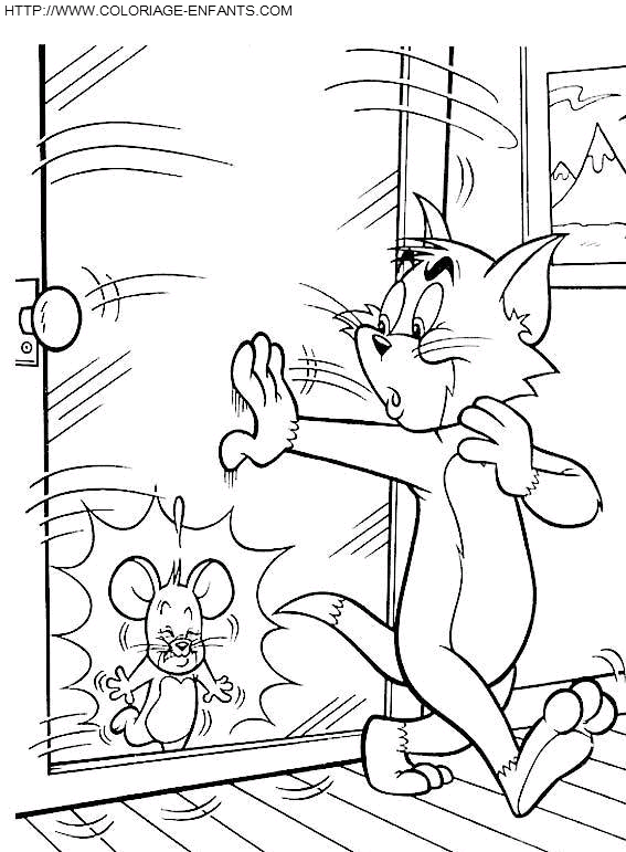 coloriage tom et jerry la porte fermee sur jerry