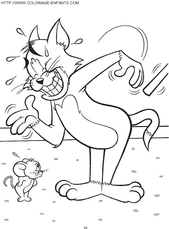 coloriage tom et jerry tom surpris