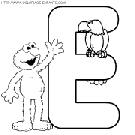 coloriage alphabet rue sesame lettre e avec elmo