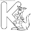 coloriage alphabet rue sesame lettre k avec bebe ourson