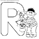 coloriage alphabet rue sesame lettre r avec ernie