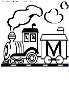 coloriage alphabet train lettre m