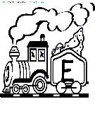 coloriage alphabet train lettre e