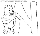 coloriage alphabet winnie lettre n avec winnie