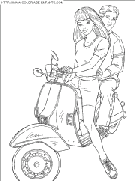 coloriage barbie et son fiance ken en scooter