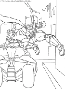 coloriage batman sautant de sa batmobile