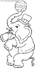 coloriage cirque elephant assis avec ballon