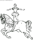 coloriage cirque jeune fille sur cheval