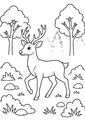 Coloriage automne : cerf marchant dans une clairière brumeuse à imprimer