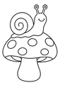 Coloriage Champignons : un escargot grimpant sur un champignon à imprimer