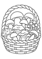 Coloriage un panier rempli de champignons variés à imprimer