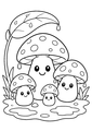 Coloriage une famille de champignons après la pluie à imprimer