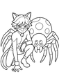 Coloriage Chats noirs Halloween : chat noir près dune araignée géante à imprimer