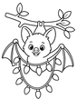Coloriage Chauves souris : chauve-souris accrochant des guirlandes lumineuses à imprimer