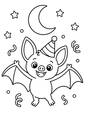 Coloriage Chauves souris : chauve-souris faisant la fête sous la lune à imprimer