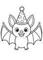 Coloriage Chauves souris : chauve-souris portant un chapeau de fête à imprimer