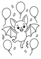 Coloriage Chauves souris : chauve-souris dansant autour de ballons à imprimer