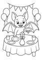 Coloriage Chauves souris : chauve-souris préparant une table de fête à imprimer