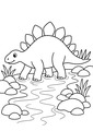 Coloriage stégosaure marchant dans l'eau à imprimer