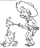 coloriage cowboy au barbecue