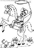 coloriage cowboy devant un serpent