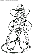 coloriage cowboy enfant au lasso