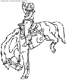 coloriage cowboy jeune femme en cheval