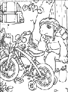 coloriage franklin fatigue par son velo