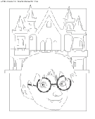 coloriage harry potter devant le chateau