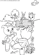 coloriage trois petits cochons