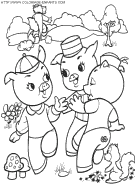 coloriage trois petits cochons