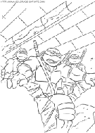 coloriage les tortues ninja dans un tunnel