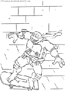 coloriage les tortues ninja michelangelo fait du skateboard